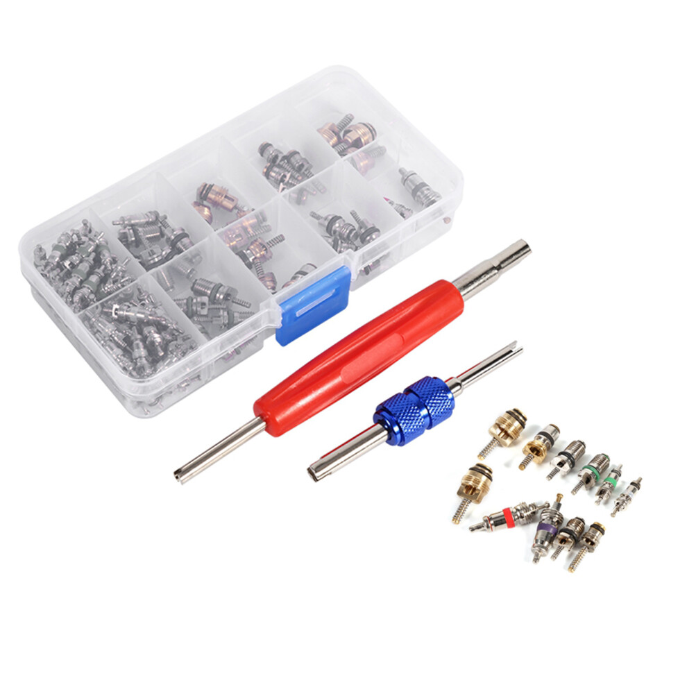 102Pcs Assortment A/C R134a/R12 Refrigeration Tire Valve Stem Cores Tool Kit 4141311737073