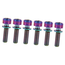 M5 x 18mm Titanium Bicycle Stem Screws Bolts With Spacer Cycling Pack Of 6(rainbow)