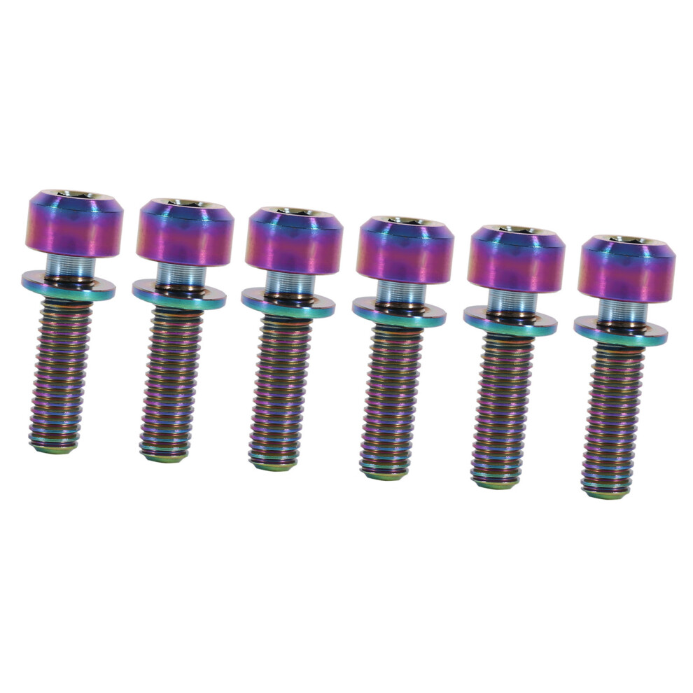 M5 X 18Mm Titanium Bicycle Stem Screws Bolts With Spacer Cycling Pack Of 6(Rainbow) 4961311736995