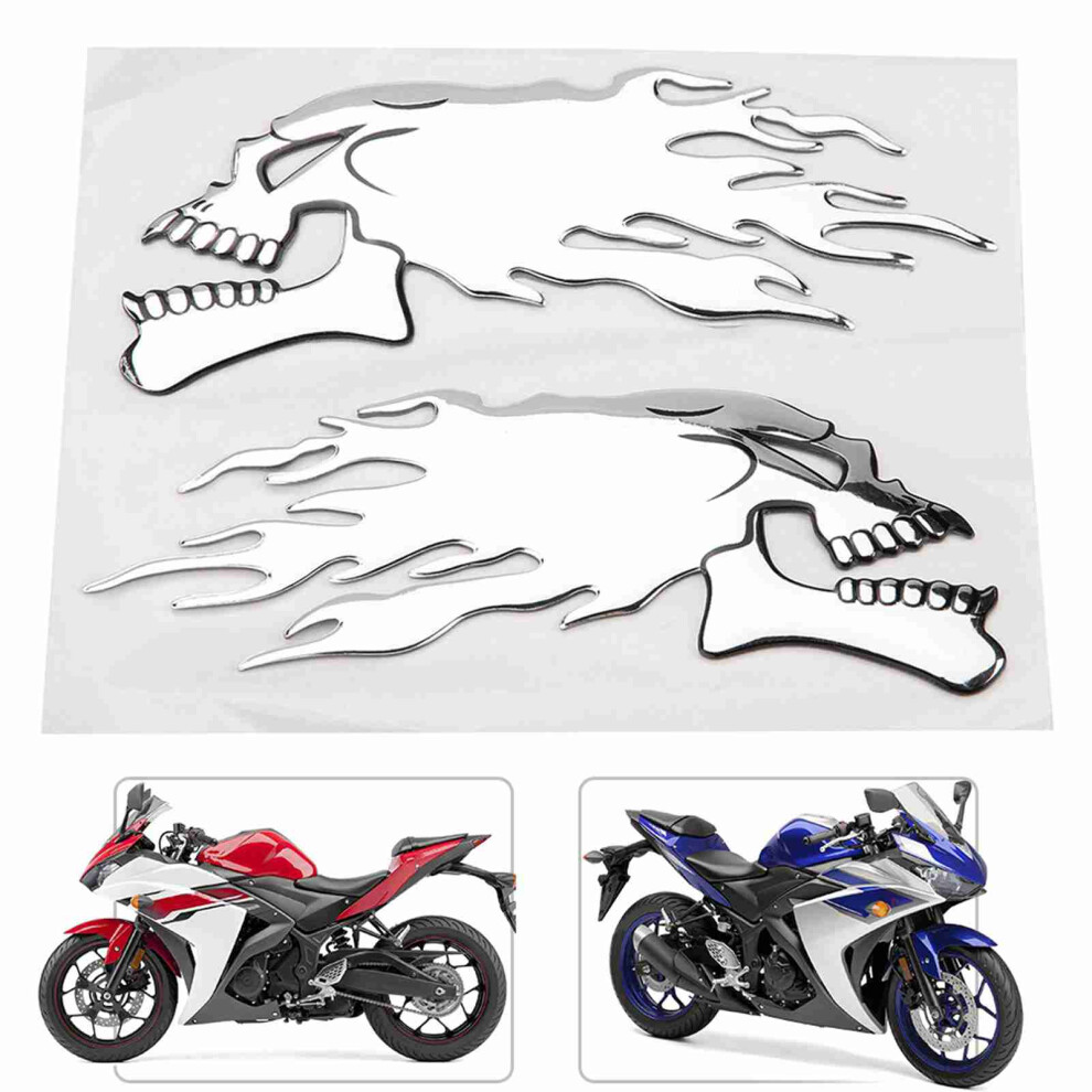 2Pcs 3D Skull Head Auto Motorcycle Car Sticker Decor Decal 4901311739008