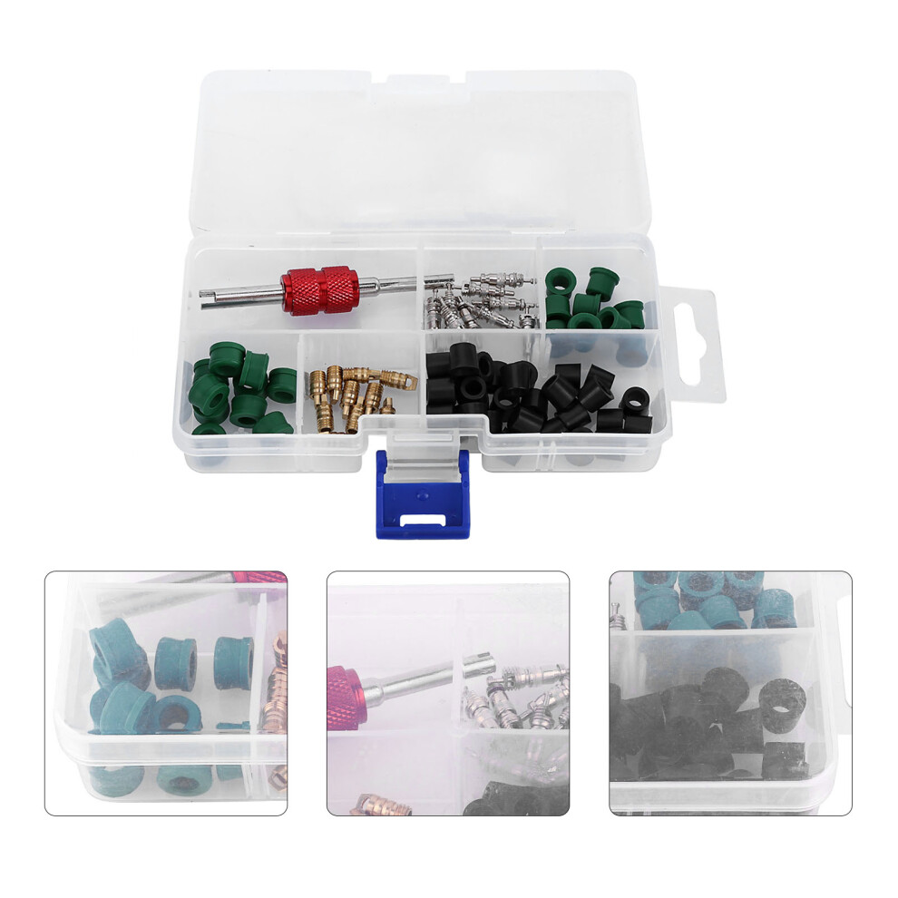 71Pcs Air Condition Repair Kit Repair Tool 10Pcs Valve Cores 50Pcs Hose Gaskets 10Pc Valves 3251311737407