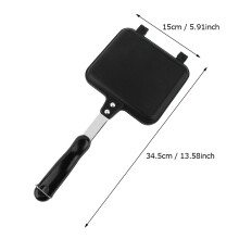 Beidseitig antihaftende Waffelpanne 34,5 15 3 cm Schwarz