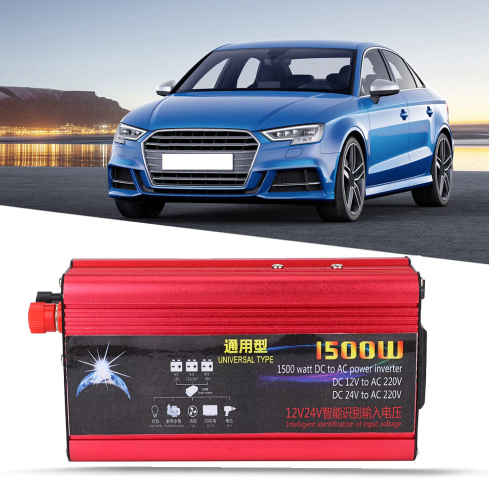 1500W Car Power Inverter Usb Charger Converter Adapter Modified Sine Wave Dc 12V/24V To Ac 7661311740011