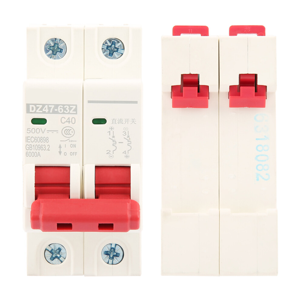 2P 40A Dc 500V Mini Circuit Breaker Mcb Safety Breaker Dz47â63Zâ2P 4911311741406