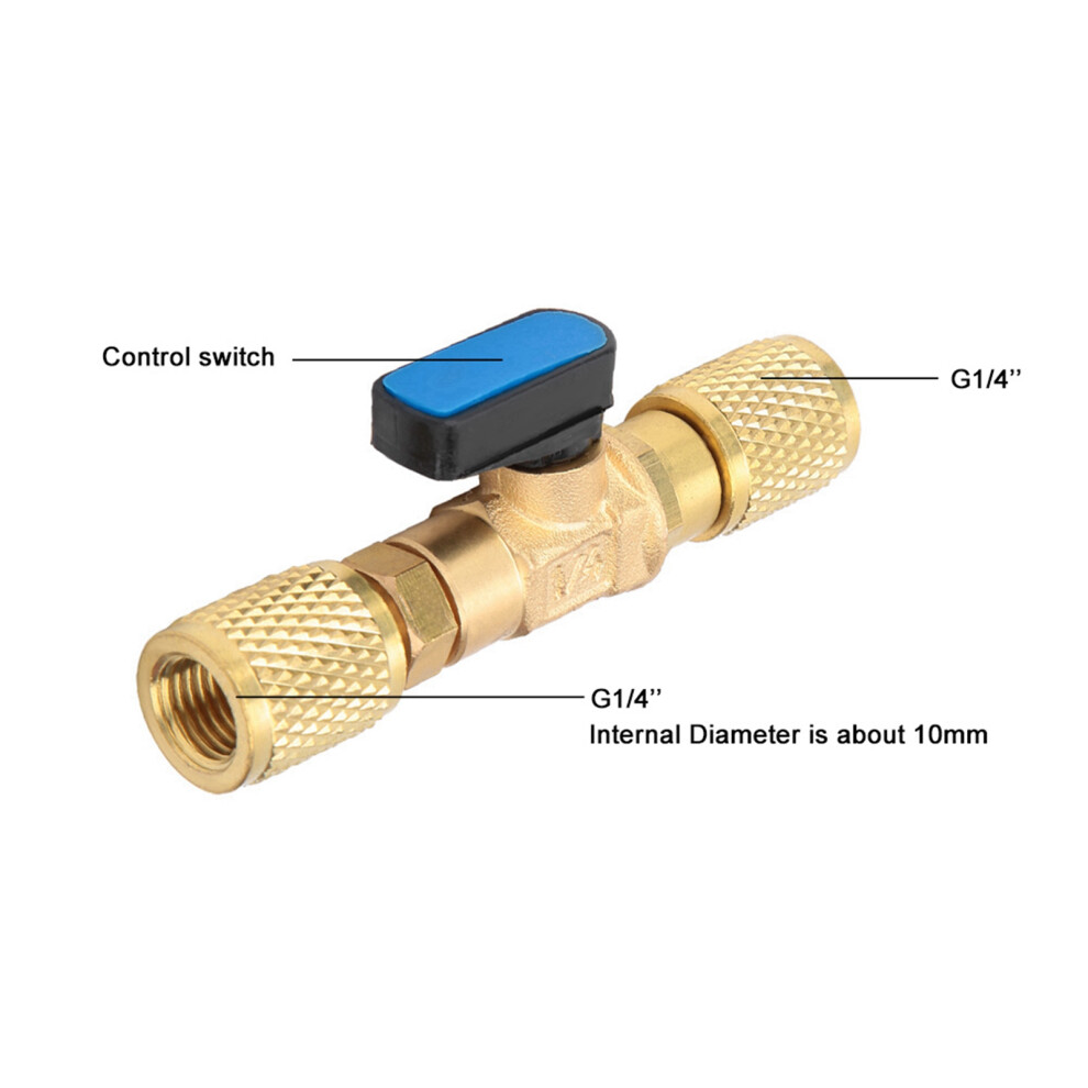 Brass Refrigeration Ball Valve Adapter Refrigerant Ball Valve Connector G1/4'' 7631311741486