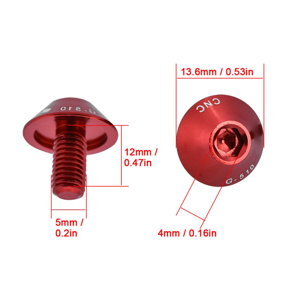 Gub G-510 2Pcs M5 * 12Mm Bike Bicycle Water Bottle Cage Holder Bracket Screw Bolts(Red) 8051311741948