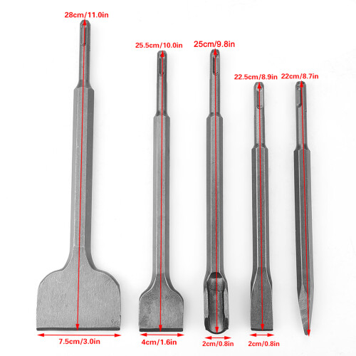 5pcs Different Type SDS Plus Bits Chisel Set for Electric Rotary Hammer