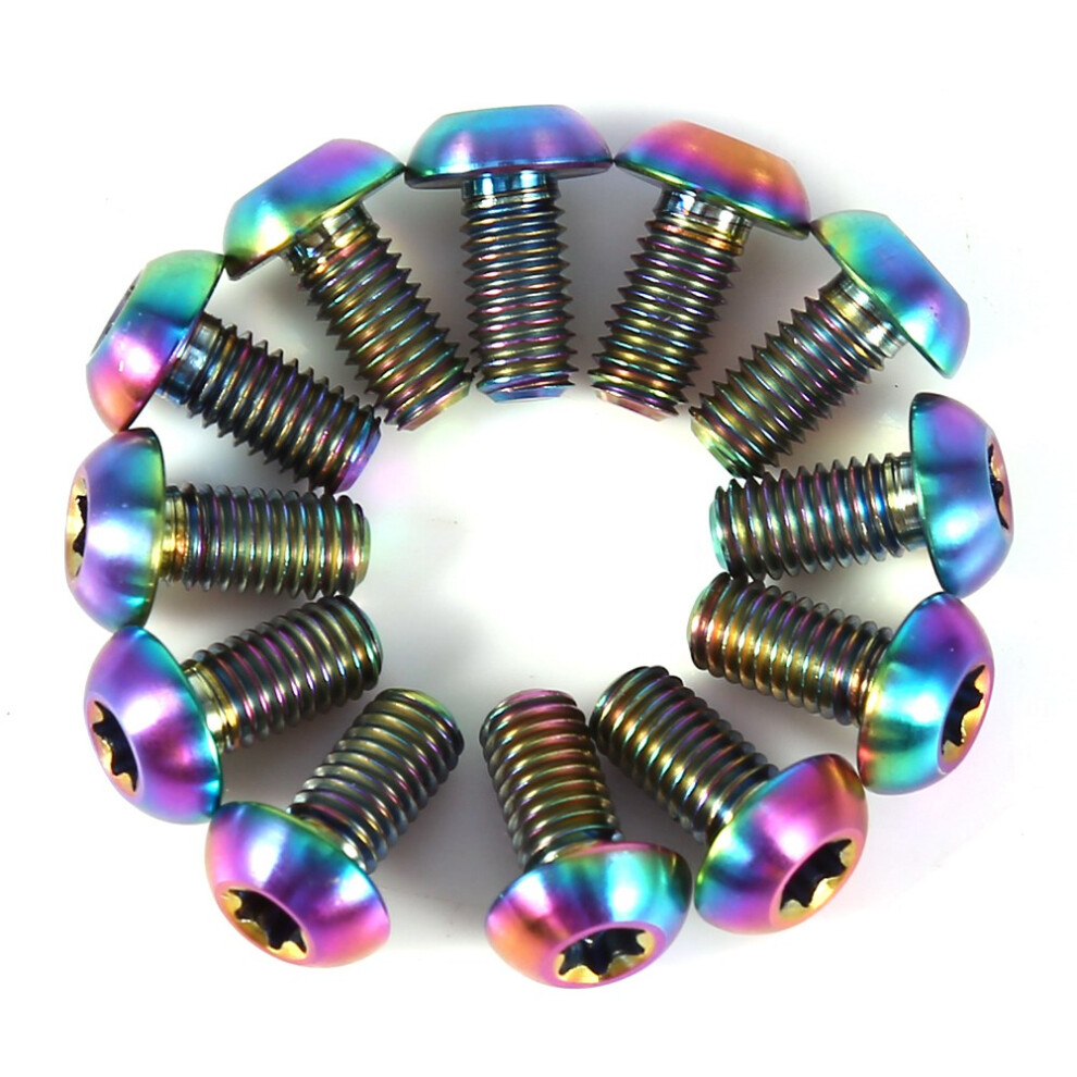 12Pcs T25 Titanium Bike Torx Head Bolts Disc Brake Screws For Bike Bicycle(Colorful) 9431311743903