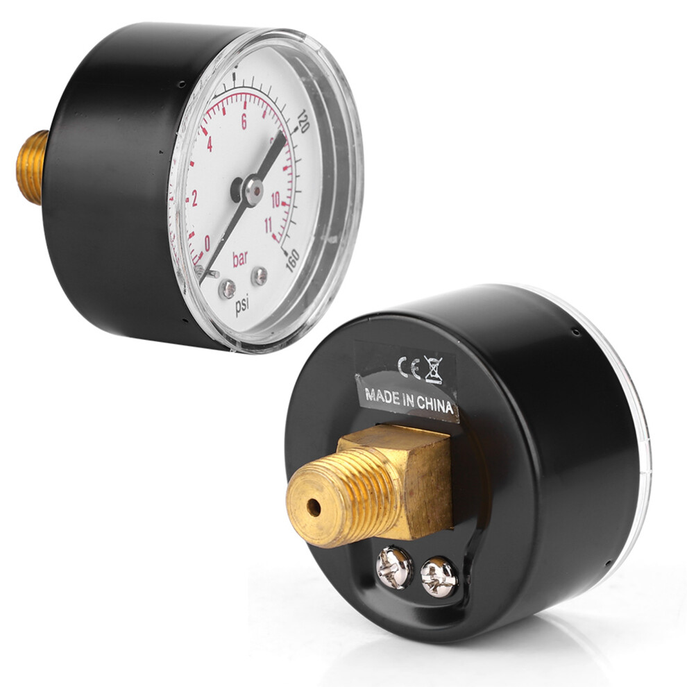 Pressure Gauge 50Mm Dial 1/4 Bspt Back Connection For Air Water Oil Gas (0-160Psi 0-11Bar) 9391311744020