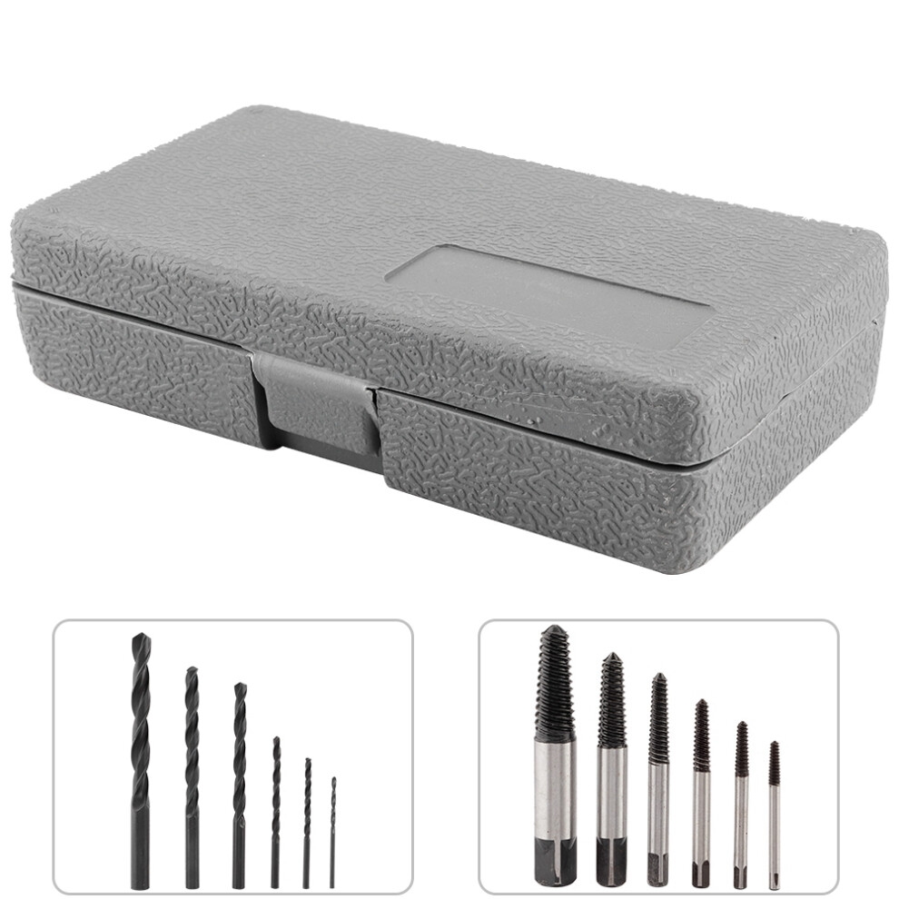 12Pcs Easy Out Rigid Screw Extractor Drill Bits Guide Set Broken Bolts Removing Fastener Tools 4901311744248