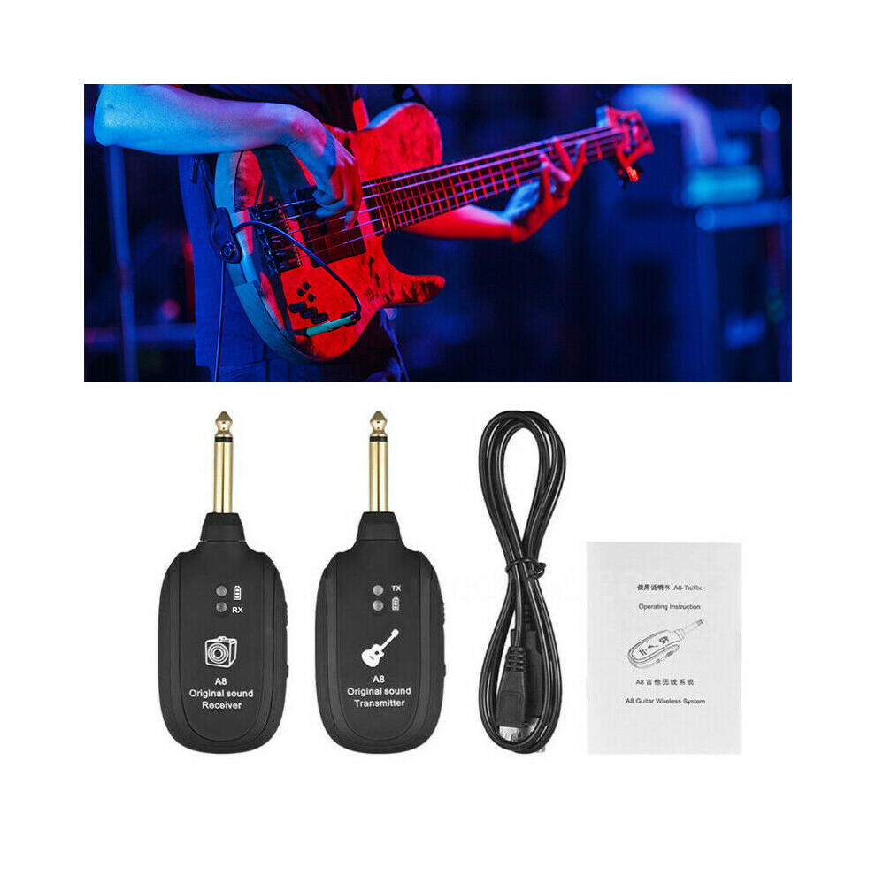 A8 Uhf Wireless Guitar Transmitter Receiver Set 730Mhz 50M Range For Electric Guitars Bass Violin 9461311744518