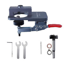 (As show, One size) Hinge Drilling Jig 35mm Hinge Hole Jig Hinge Drilling Guide with Bracket Depth Gauge Hex Wrench for Joinery Woodworking
