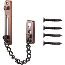 (As show, One size) Door Chain Heavy Duty Lock Chain Made of 304 Stainless Steel with Four Screws Perfect for Home Bedroom Hotel, Red Bronze
