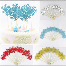 (As show, One size) 40pcs Glitter Snowflake Cake Cupcake Toppers for Christmas Frozen Cake Decorations Birthday Party Winter Cake Decorations
