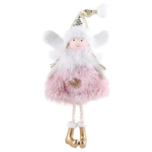 (As show, One size) Pink Plush Christmas Hanging Doll with Angel Pendant, Christmas Tree Decoration, Elf, Snowflake, Decoration for Party, Window, Wall, Kids Gifts