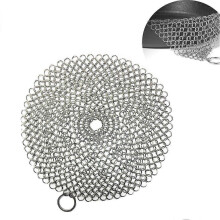 (As show, One size) 316 Premium(8 inch round)Stainless Steel Cast Iron Cleaner, Chainmail Scrubber For Cast Iron Pan Pre-seasoned Pan Dutch Ovens Waffle Iron Pans Scraper