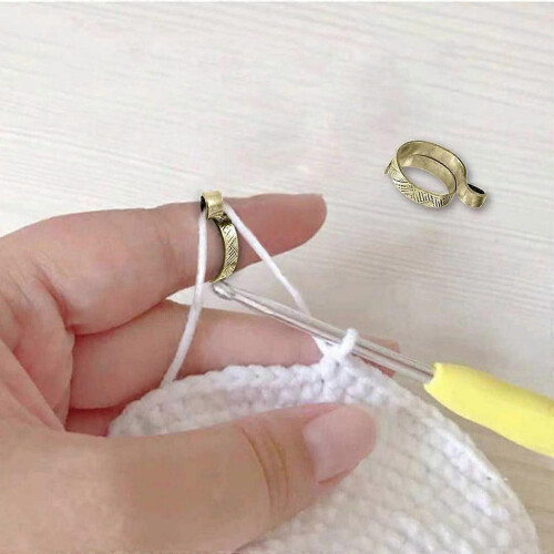 (As show, One size) Adjustable Knitting Thimbles Open Rings for Crochet Knitting Accessories Tools 1