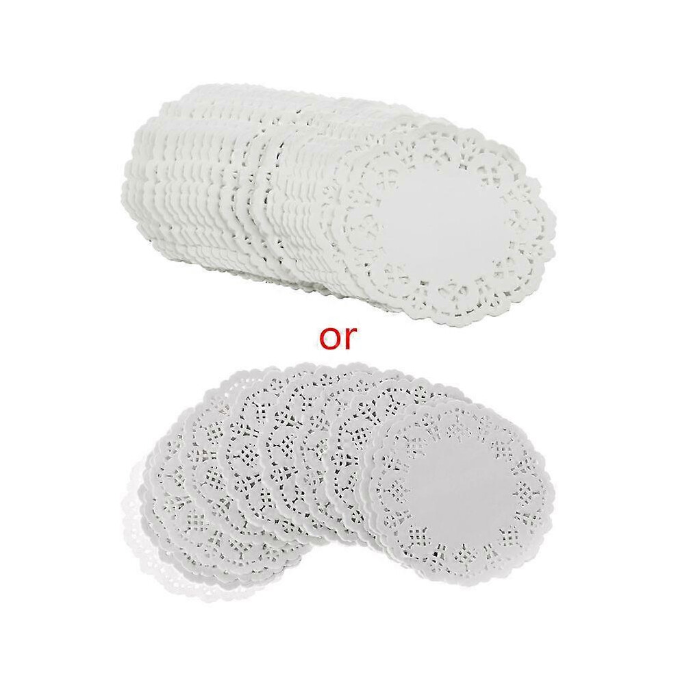 Furtalk (3.5 Inches, One Size) 200 Pcs Lace Round Paper Doilies Cake Packaging Pads Wedding Tableware White