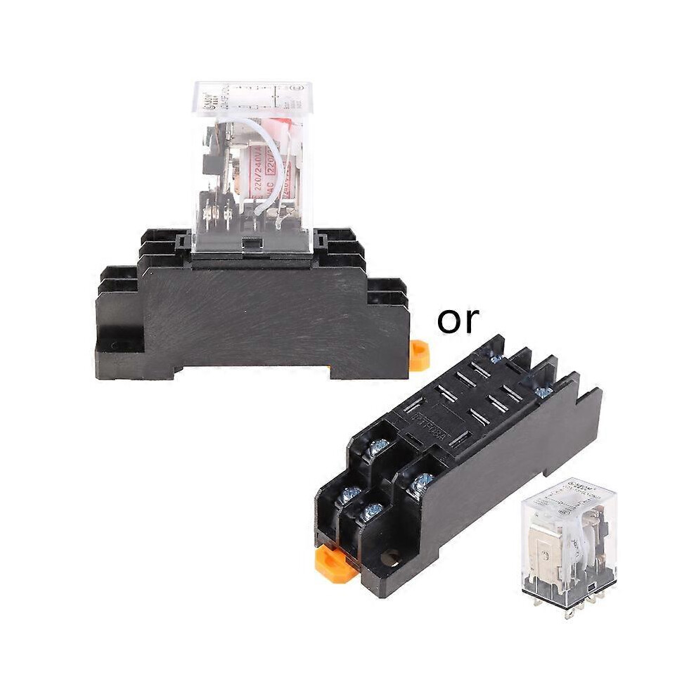 (As show, One size) LY2NJ  Intermediate Relay MY4N-J AC 220V DC 12V 10A 8 Pin With Base-image-OPC-PHPB25N-NEW