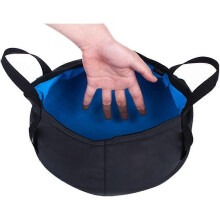 (As show, One size) Folding camp picnic vegetable bucket travel foot bath foot basin washbasin with portable bag fishing bucketblue
