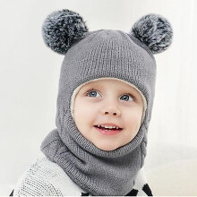 (As show, One size) Baby Winter Hat Scarf Set 2 Pack, Toddler Beanie Hats Girl Boy With Neck Warmer, Beanie For Kids Knit Warm For Cold Weather (grey+pink)