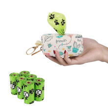 (As show, One size) Doggie Poop Bagger, Pet Poop Bag Holder, Portable Cowhide Doggie Poop Bag Holder (white + 6 Rolls Of Waste Bags)