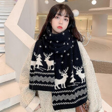 (As show, One size) Women's winter hat and scarf set, warm wool lining, contrast fleece hat, windproof outdoor neck capblack