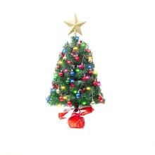 (As show, One size) Christmas tree desktop, 45CM red strip mini artificial Christmas pine tree, for desktop holiday decoration