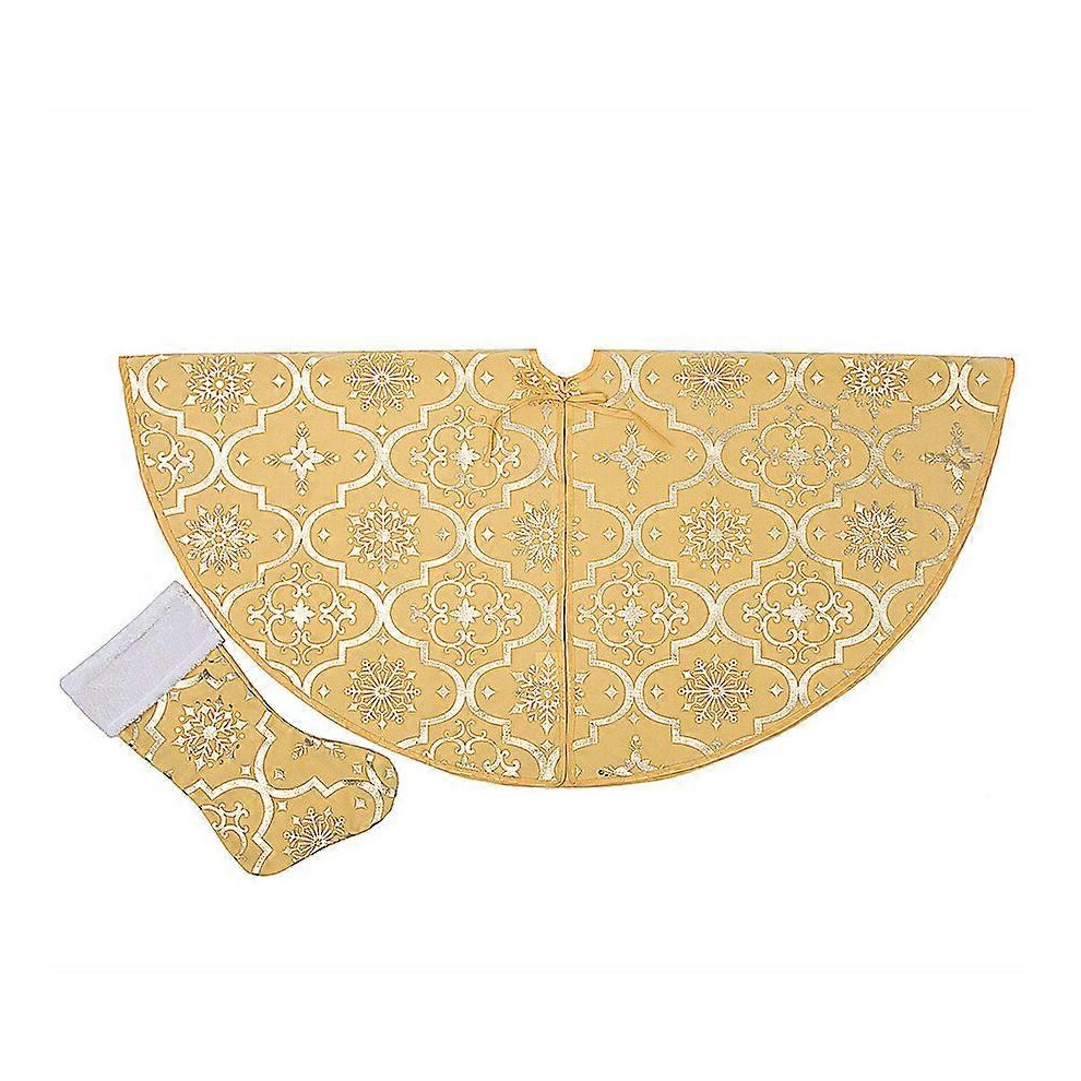 (As show, One size) christmas Tree Skirt Base Floor Mat Cover Home Decor Bauble Ornament gold-image-OPC-PHPB88W-NEW