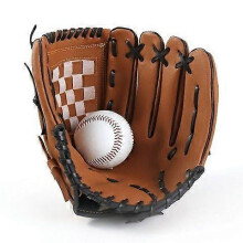 (As show, One size) 1pc Sports Baseball And Softball Professional Glove And Baseball Softball Mitt(10.5 inch brown+ball)