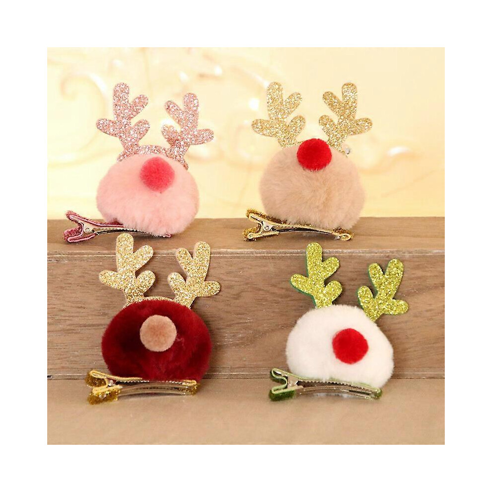 (As show, One size) 4pcs Hair clip Christmas decorations deer antlers new Christmas gifts headdress children&#39;s gifts small gifts-image-OPC-PHPB89T-NEW