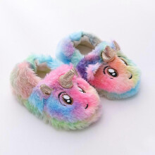 (As show, One size) Unicorns - Plush Animal Slippers 20/22 EU, Warm Cotton Slippers for Kids Aged 1-6 Years Old, Kid Christmas Gifts, Cartoon Fur Indoor Slippers