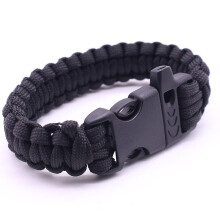 (As show, One size) Bracelet Set Men Women Boys And Girls Bracelet Rope Braided Parachute Rope For Emergency Outdoor Survivalblack
