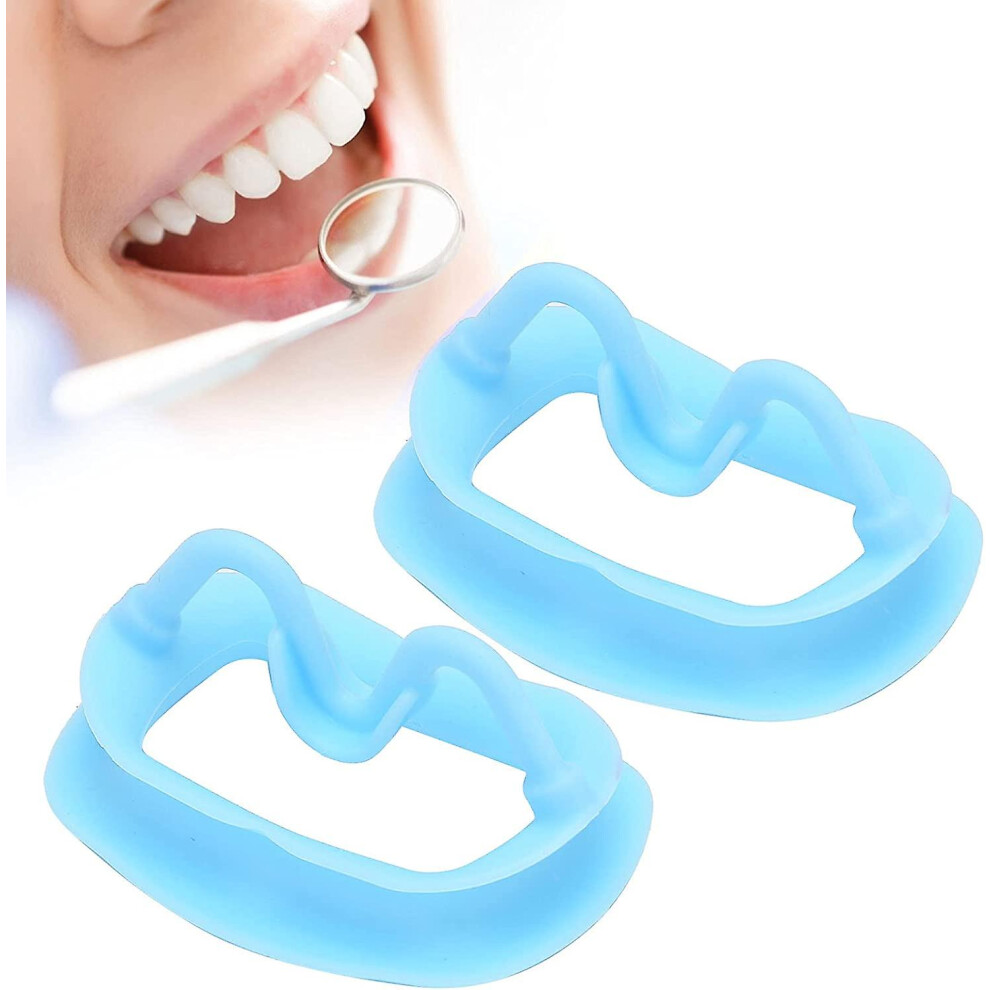 Blue (As Show, One Size) 2-Piece Mouth Opener, Reusable Silicone Mouth Shrinker For Oral Examination Mouthguard Challenge Game (Blue)