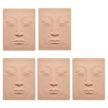 (As show, One size) 5pcs Practice Skin For Face Permanent Makeup Face Silicone Skin Tattoo Training Through Micropigmentation And Needling