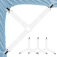 (As show, One size) Sheet Clips, Easy To Install Sheet Clips, Fitted Sheet Clips, White Sheet Clips, 4 Pcs.