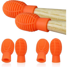 (As show, One size) 4 Piece Silicone Drumstick Accessories, Musical Instrument Accessories Percussion Mute Replacement Protective Drum And Drumstick Heads - Orange