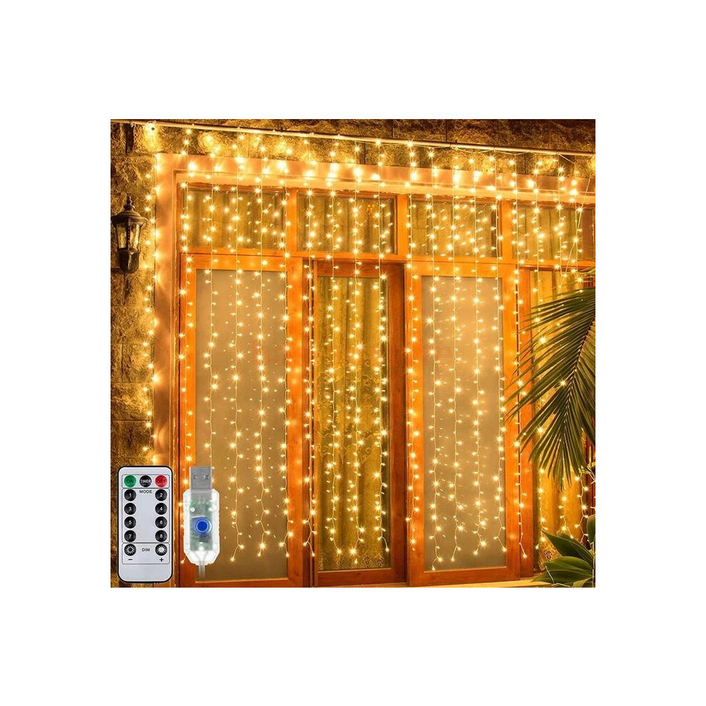 (Warm White, USB 3Mx3M(300LEDs) ) Curtain Fairy Light Outdoor Indoor Garden Wedding Party Lights 100/200/300LED-image-OPC-PHPB9VP-NEW
