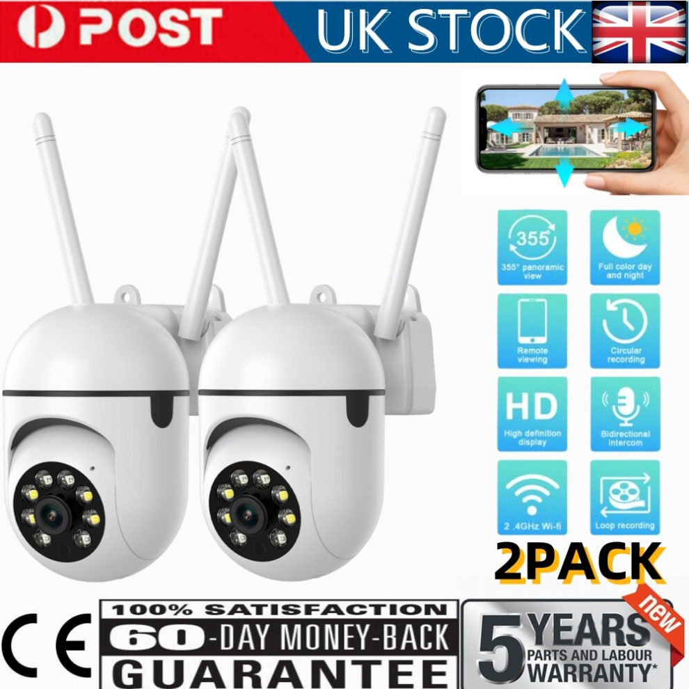 Lot 2X 1080P Ip Camera Wireless Wifi 2Mp Cctv Hd Ptz Smart Home Security Ir Cam 64621357