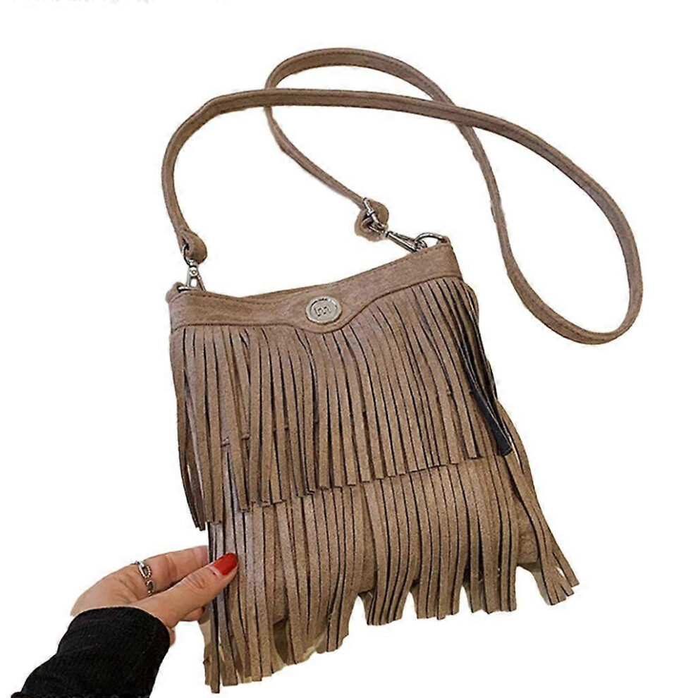 (Gray, One size) Tassels Crossbody Purese Bag Tassels Handbag Purse for Girl Dating Work-image-OPC-PHPBGXB-NEW