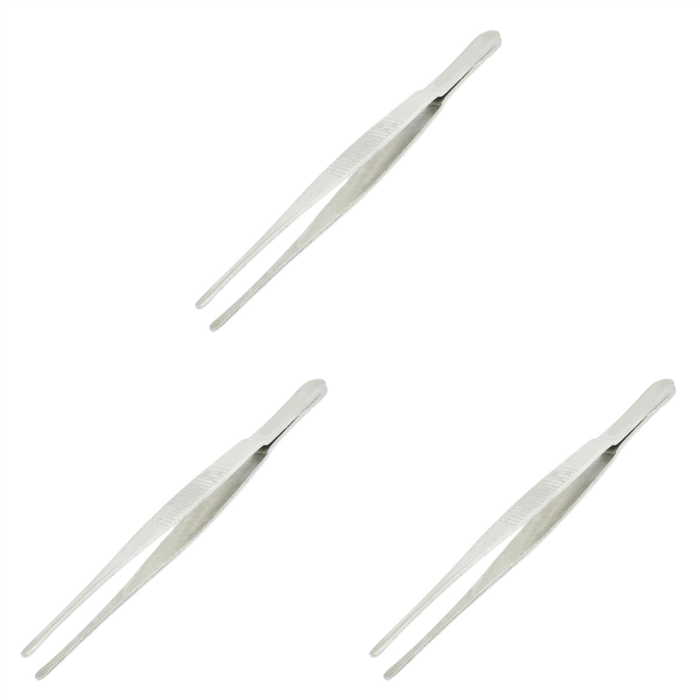 Senza Marchio Silver 5.5 Inch Long Tone Stainless Steel Round Tip Tweezers