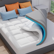(King) Premium Extra Thick Mattress Topper 1500GSM Elastic Mattress Topper 10cm/4" Deep Soft Fluffy Elastic Mattress Topper Microfiber