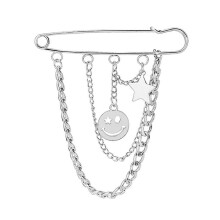 (As show, One size) Brooch Cross Pin Chain Clip Fashion Hip-hop Suit Breastpin Jewelry Accessory