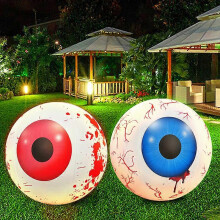 (As show, One size) 2PCS 24 Inch Halloween Inflatable Luminous Eyeball Inflatable Remote Control LED Light Up Eyeball with 12 Colors for Halloween Party/Outdoor/Garden/Ya