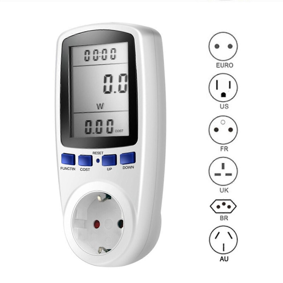 (As Show, One Size) 1Pcs Wattmeter Socket Digital Energy Meter, Power Consumption Socket Energy Monitoring For Large Electrical Appliances, Power Mete 4704245232405