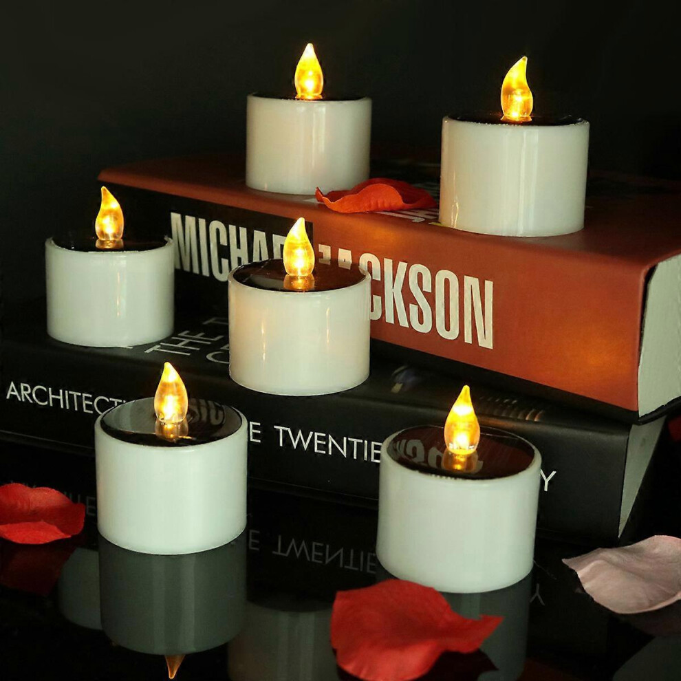 (As Show, One Size) Set Of 6 Led Candle Lights, Flameless Candles, Realistic And Bright, Solar Powered, Electric Fake Candles For Votive Table Party B 4704245236434