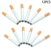 (As show, One size) 12-pack Pipe, Zinc alloy Metal Tool, cigarette shape smoking set, 78MM New Aluminum Alloy Cigarette Pipe, Aluminum alloy round mouth cigarette shape p