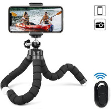 (As show, One size) 1PCS Phone Tripod, Portable and Flexible Tripod with Wireless Remote and Clip, Cell Phone Tripod Stand for Video Recording, Sponge Tripod Selfie Kit,