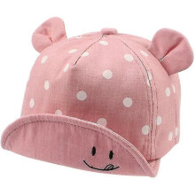 (As show, One size) Cotton baby hat girl boy child sun hat adjustable summer autumn pink