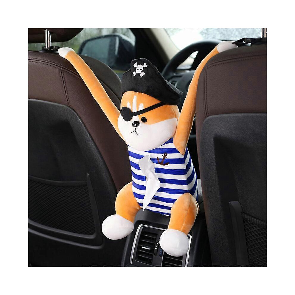 (As Show, One Size) Tissue Box Holder For Car Car Tissues Holder Creative Captain Dog Doll Tissue Box Car Backrest Armrest Box Tissue Holder, Car Draw 4704245217655